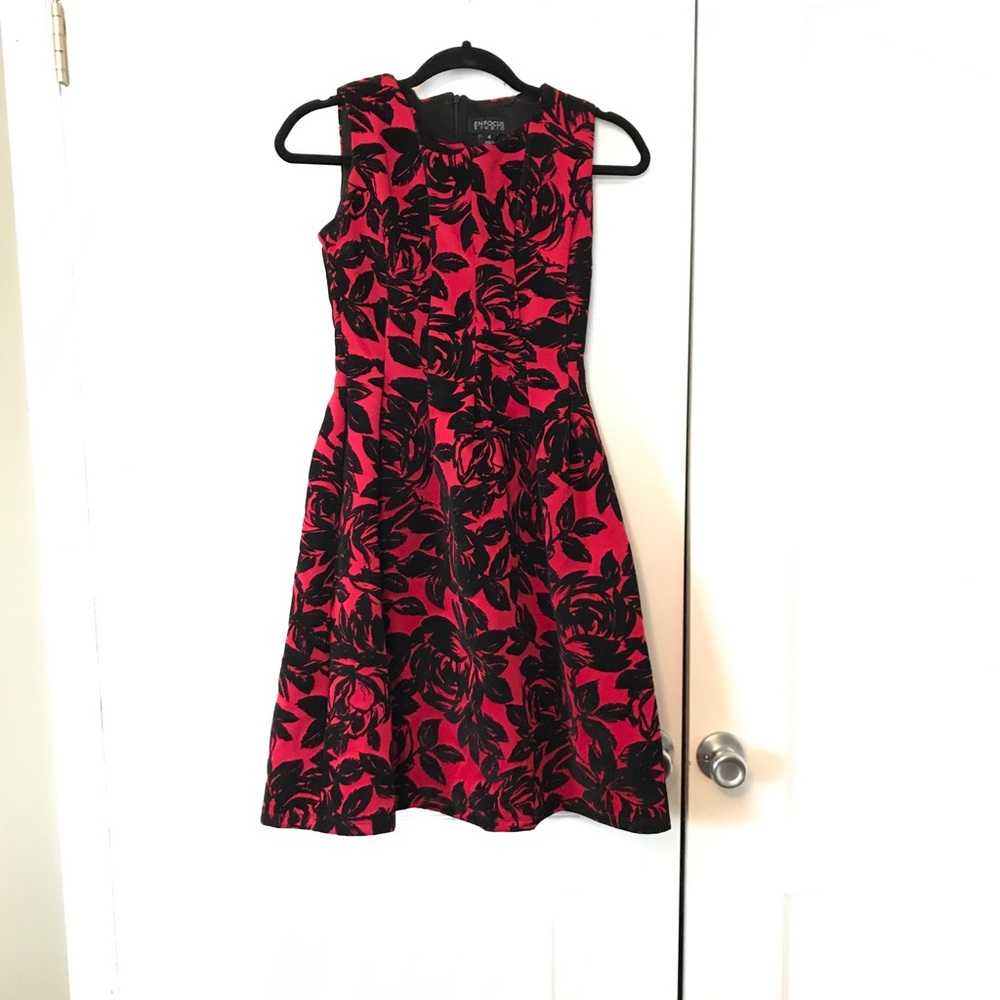 Midi red and black elegant dress